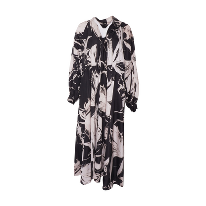 Beige Floral Midi Dress