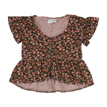 Pink Floral V Neck T-Shirt