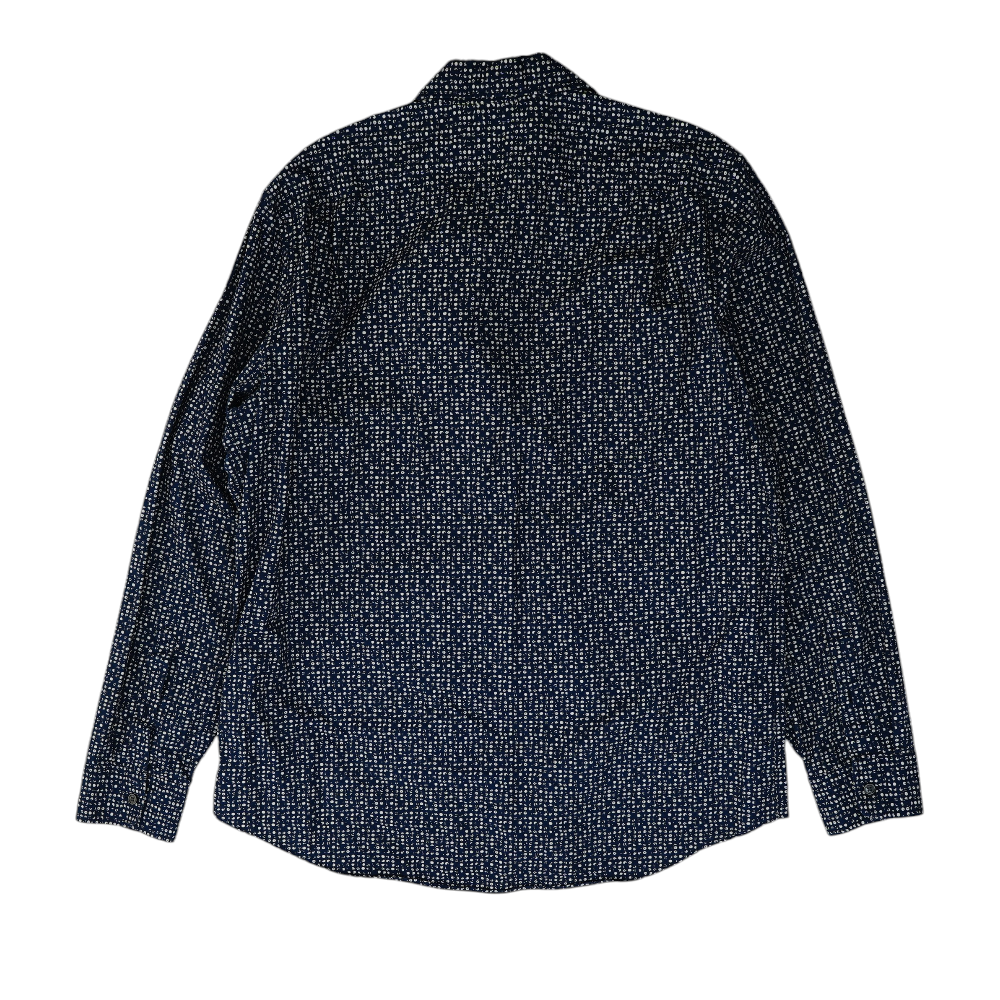 Navy Polka Dot Long Sleeve Button Down