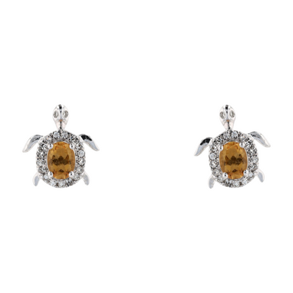 1/2 ctw 14K White Gold Citrine Stud Earrings