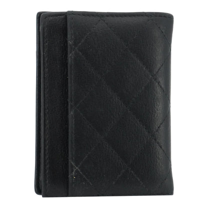 Black Quilted Leather Card Case and ID Holder