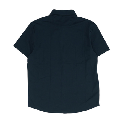 Black Solid Short Sleeve Button Down