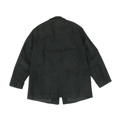 Black Solid Leather Jacket