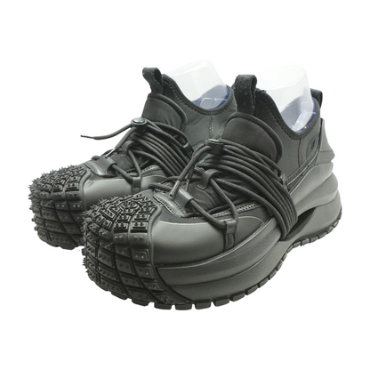 Black Nylon Sneakers with Scuba Details and Drawstring