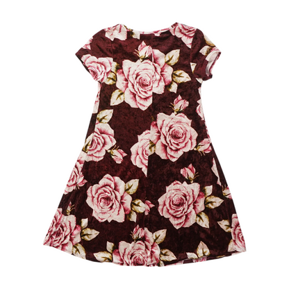 Vintage Burgundy Floral Mini Dress