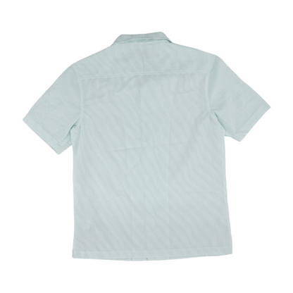 Green Striped Short Sleeve Button Down