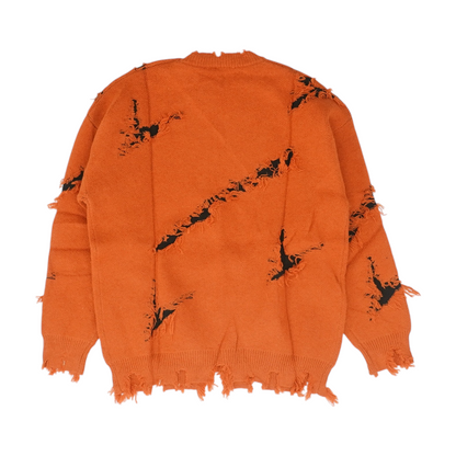 Orange Solid Pullover Sweater