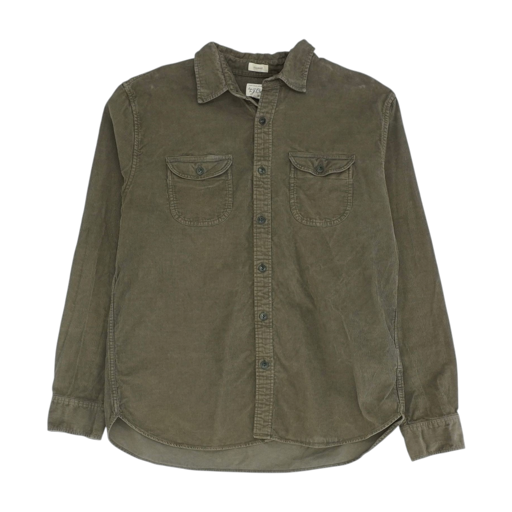 Olive Solid Long Sleeve Button Down