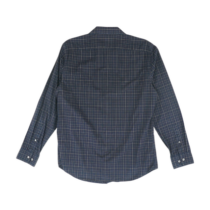 Navy Plaid Long Sleeve Button Down