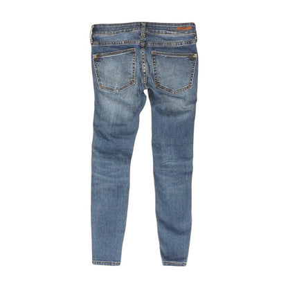 Blue Solid Mid Rise Skinny Leg Jeans