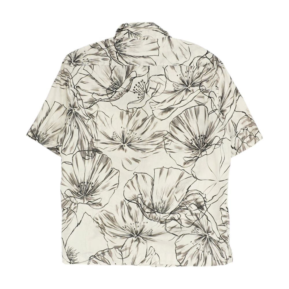 White Floral Short Sleeve Button Down