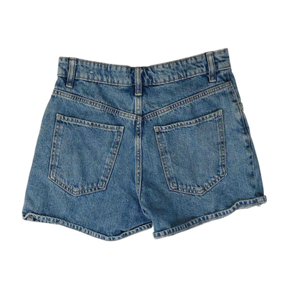 Blue Solid Denim Shorts