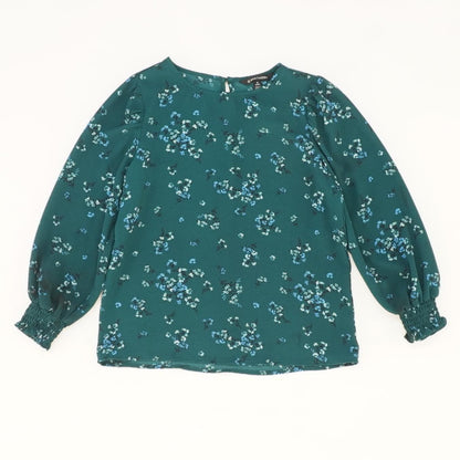 Green Floral Long Sleeve Blouse