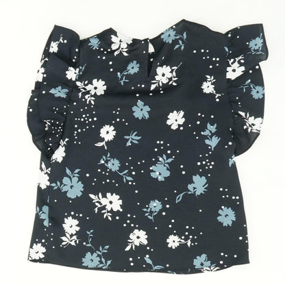 Navy Floral Short Sleeve Blouse