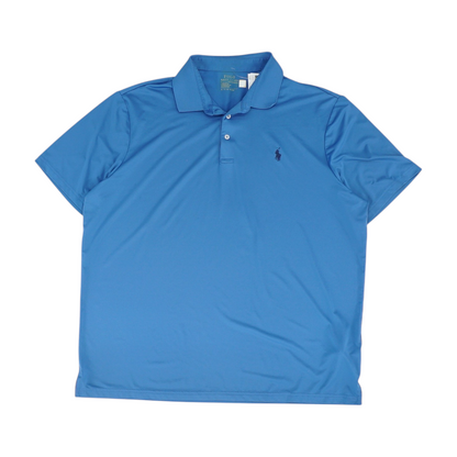 Blue Solid Short Sleeve Polo