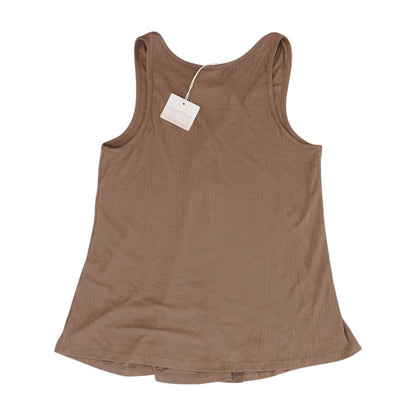 Brown Solid Henley Knit Top