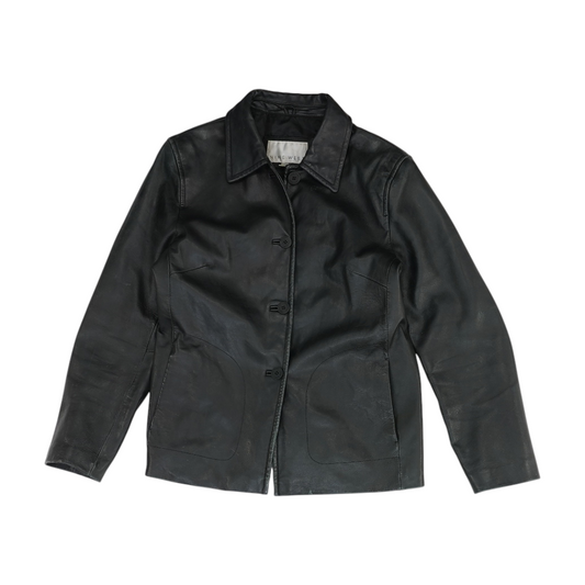 Black Solid Leather Jacket