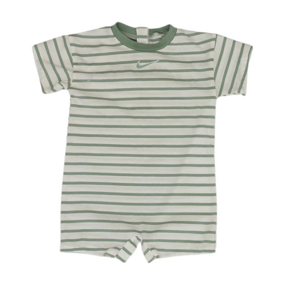 Green Striped Short Sleeve One-Piece