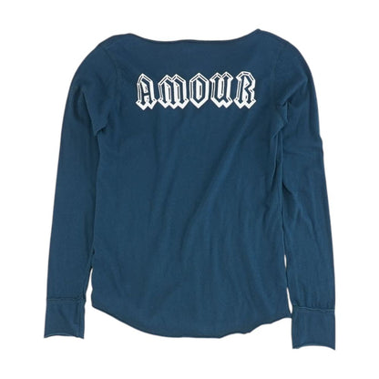 Teal Graphic Long Sleeve Blouse