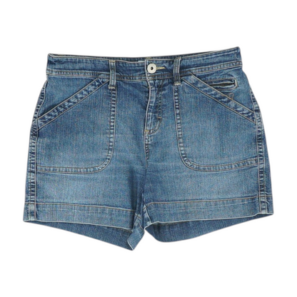 Blue Solid Denim Shorts
