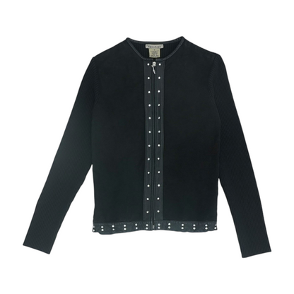 Black Solid Leather Jacket