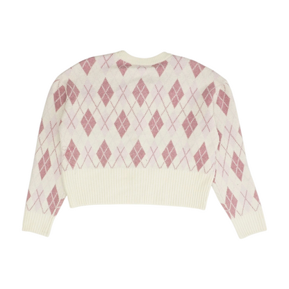 Pink Argyle Pullover Sweater