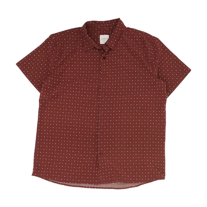 Maroon Print Short Sleeve Button Down