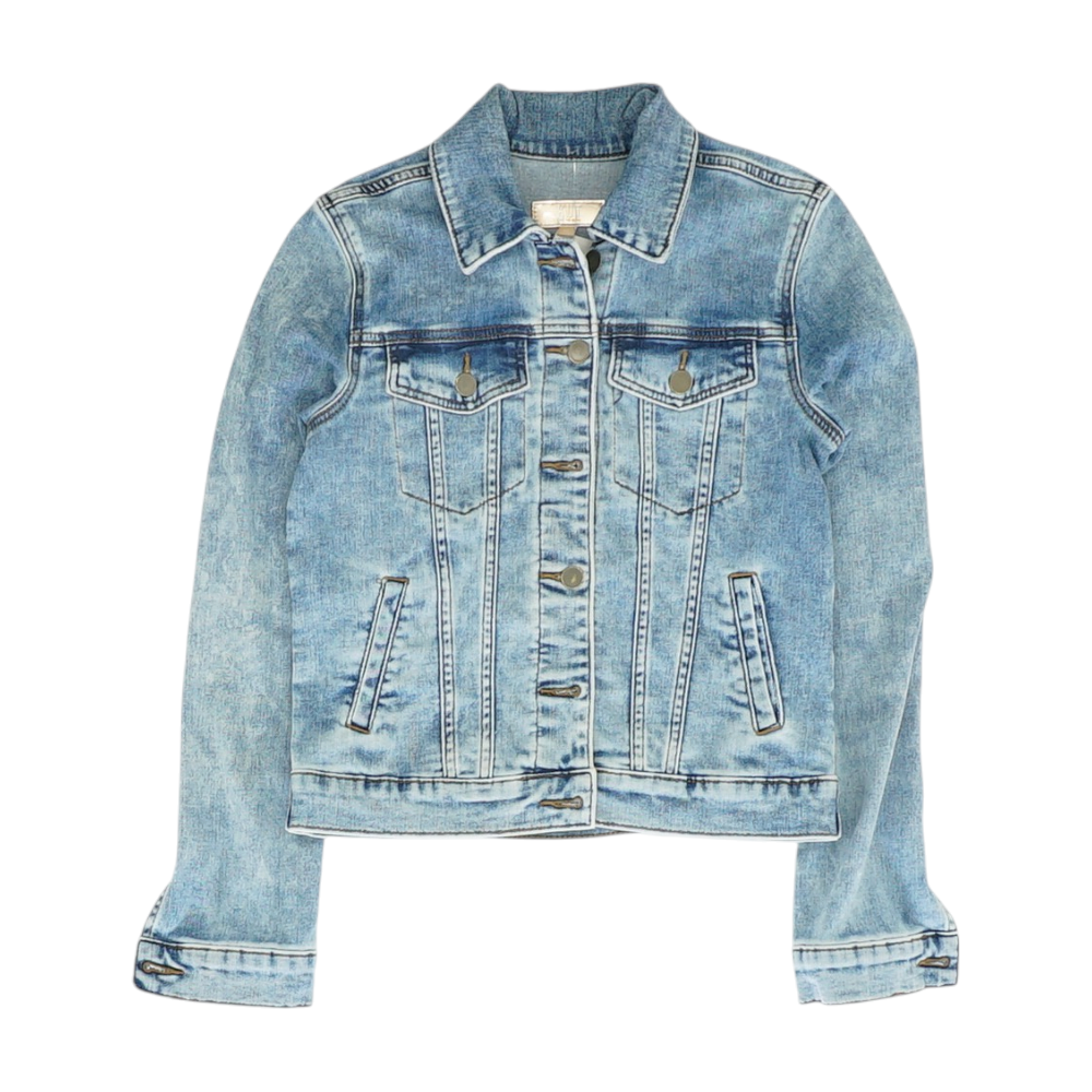 Blue Solid Denim Jacket