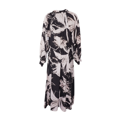 Beige Floral Midi Dress