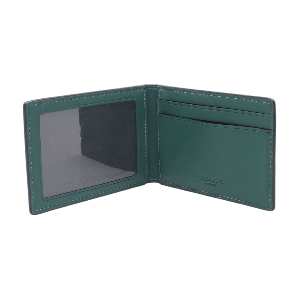 Compact Billfold Wallet in Green Signature Canvas