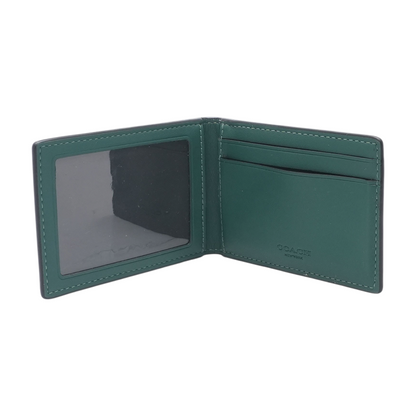 Compact Billfold Wallet in Green Signature Canvas