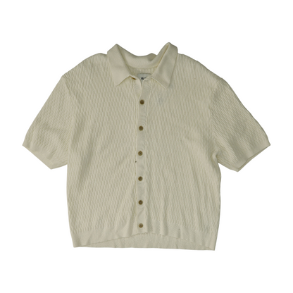 Ivory Solid Short Sleeve Button Down
