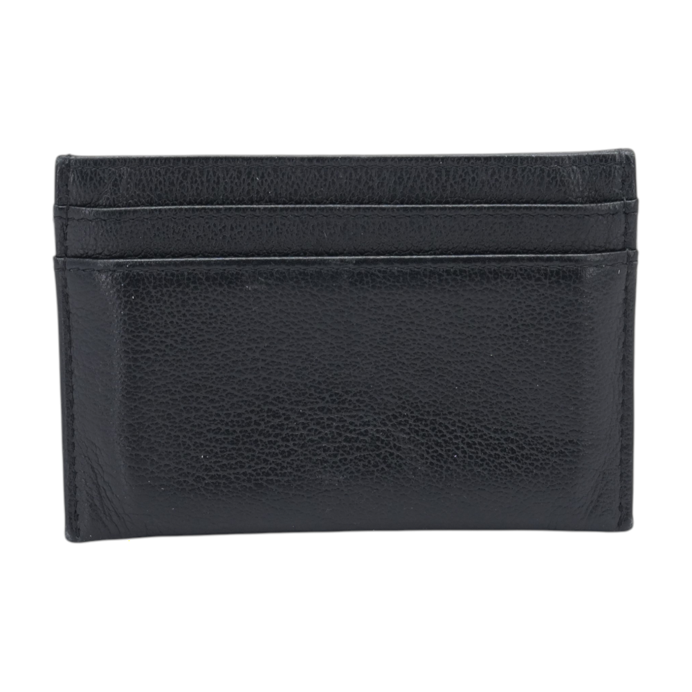 CC Camellia Embossed Leather Card Holder in Black
