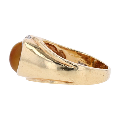 14K Two-Tone Gold Brown Stone Fashion Ring