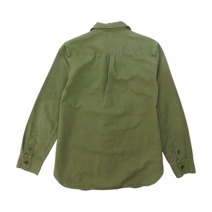 Green Solid Long Sleeve Button Down