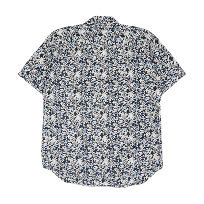 Blue Floral Short Sleeve Button Down