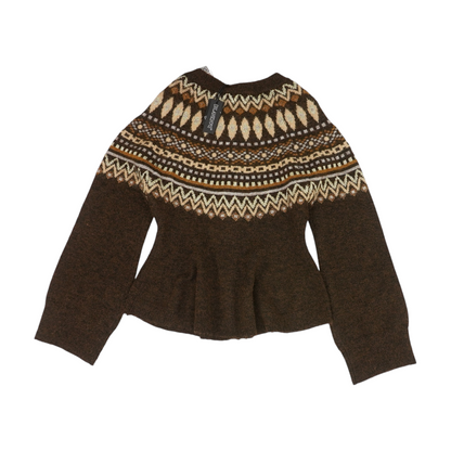 Brown Print Cardigan Sweater