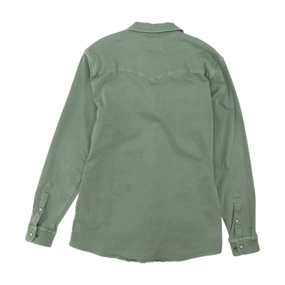 Green Solid Long Sleeve Button Down