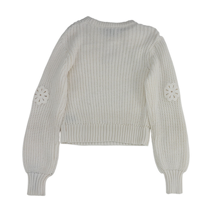 White Floral Pullover Sweater