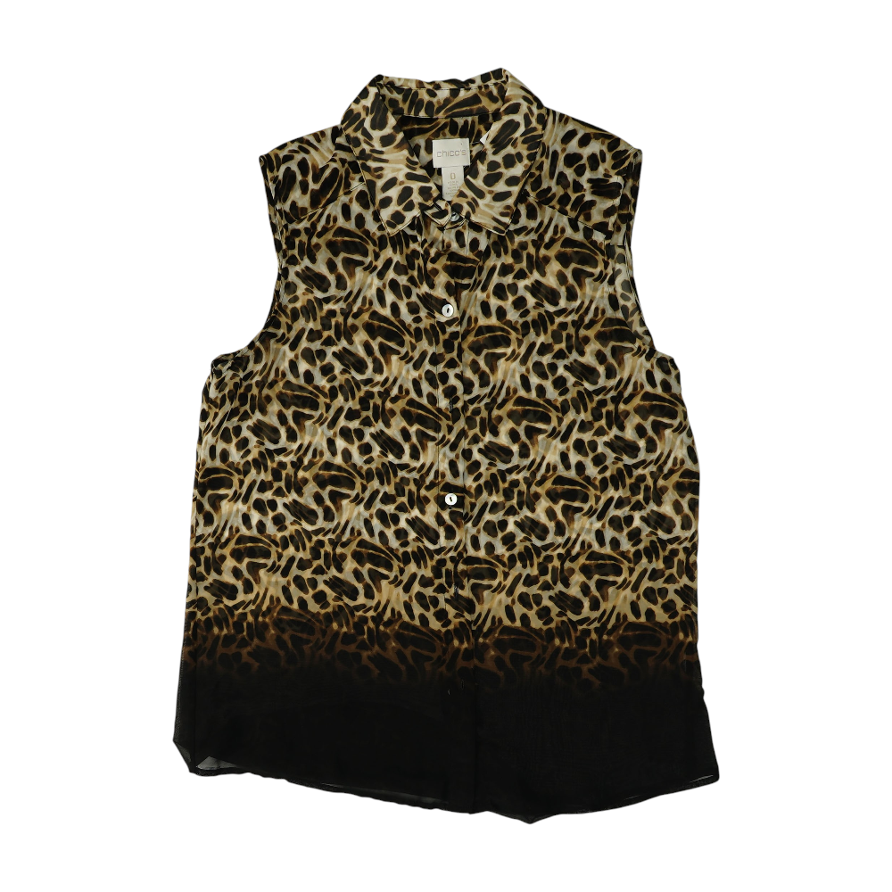 Brown Animal Print Button Down