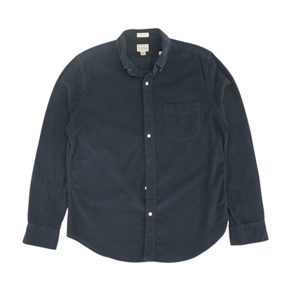 Navy Solid Flannel Button Down
