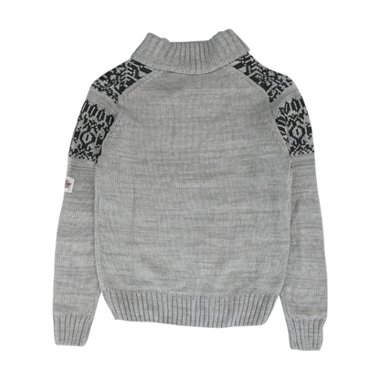 Gray Print Pullover Sweater