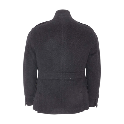 Black Solid Wool Coat