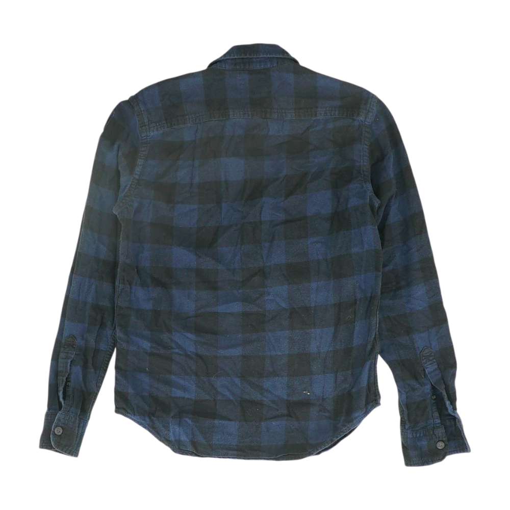 American Eagle Navy Check Flannel Button Down – Image 2