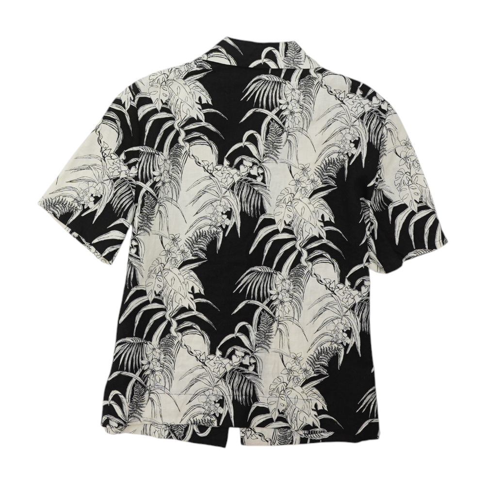 Black Tropical Button Down