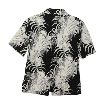 Black Tropical Button Down
