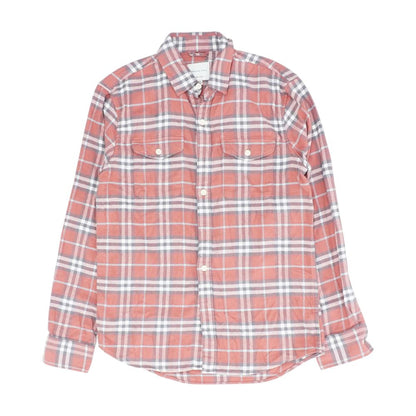 Coral Plaid Flannel Button Down