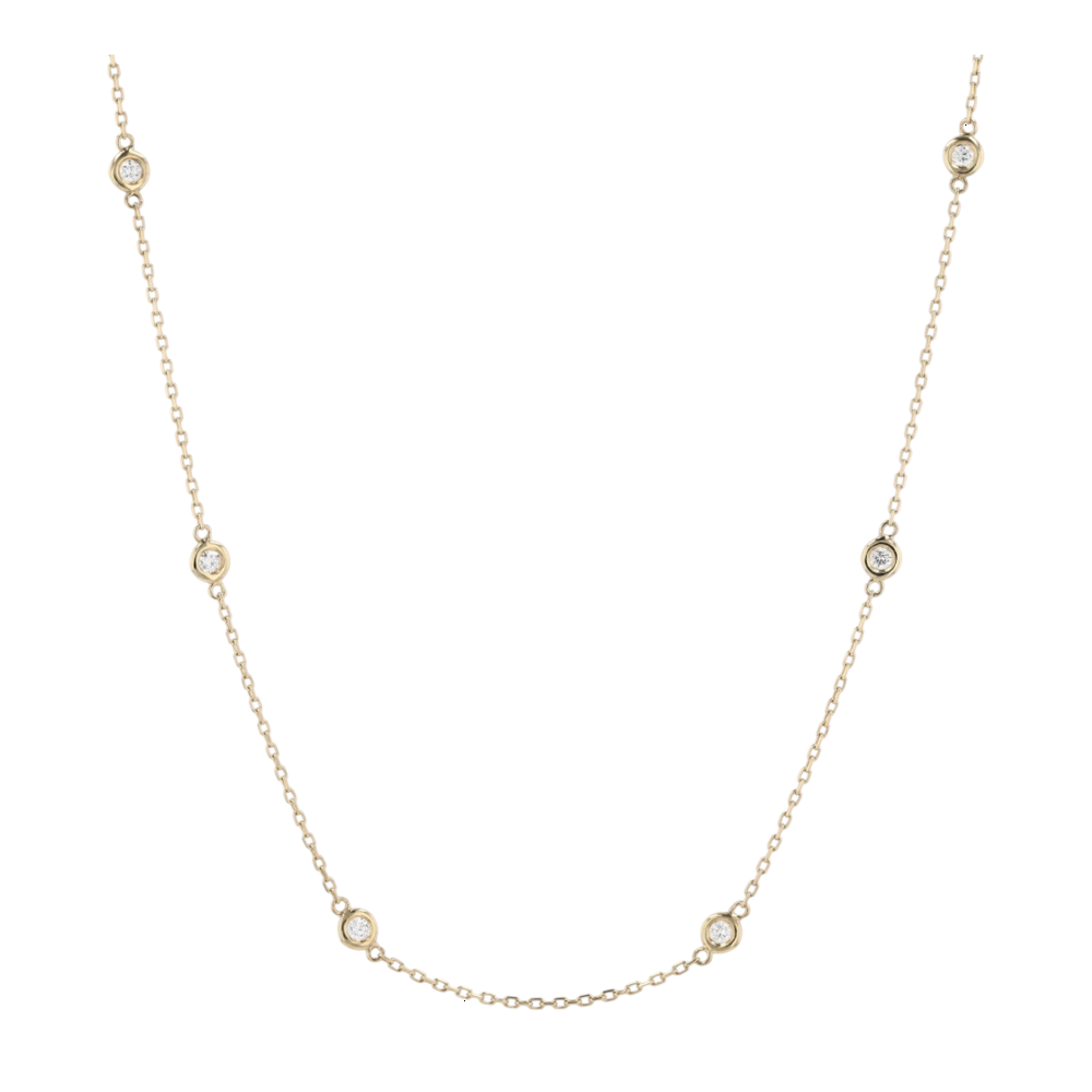 1/2 ctw 14K Yellow Gold Diamond Station Necklace