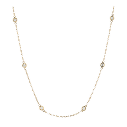1/2 ctw 14K Yellow Gold Diamond Station Necklace