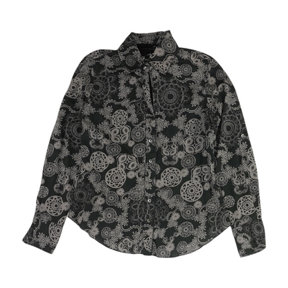 Black Abstract Button Down
